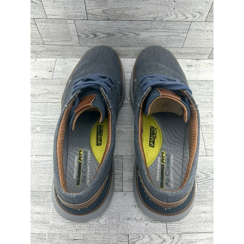 Men's Size‎ 10 Skechers Moreno Ederson 65981 Navy Blue Canvas Oxford Shoes